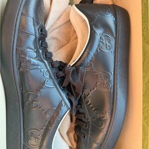 Gucci Ace GG Black Embossed Sneakers
